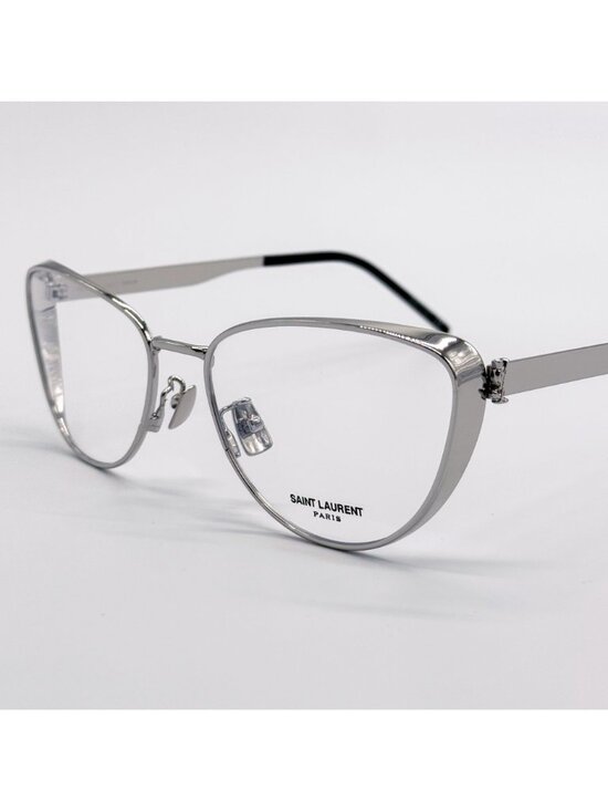 New Saint Laurent Eyeglasses SLM92 001 Silver Cat Eye Women Eyewear main image 4